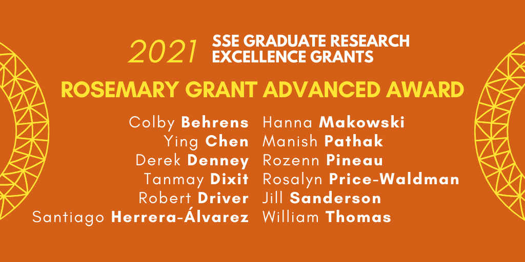 2021 Rosemary Grant Advanced Award recipient list